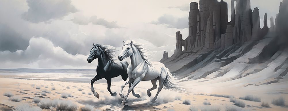 Two horses running.  (AI Generated)